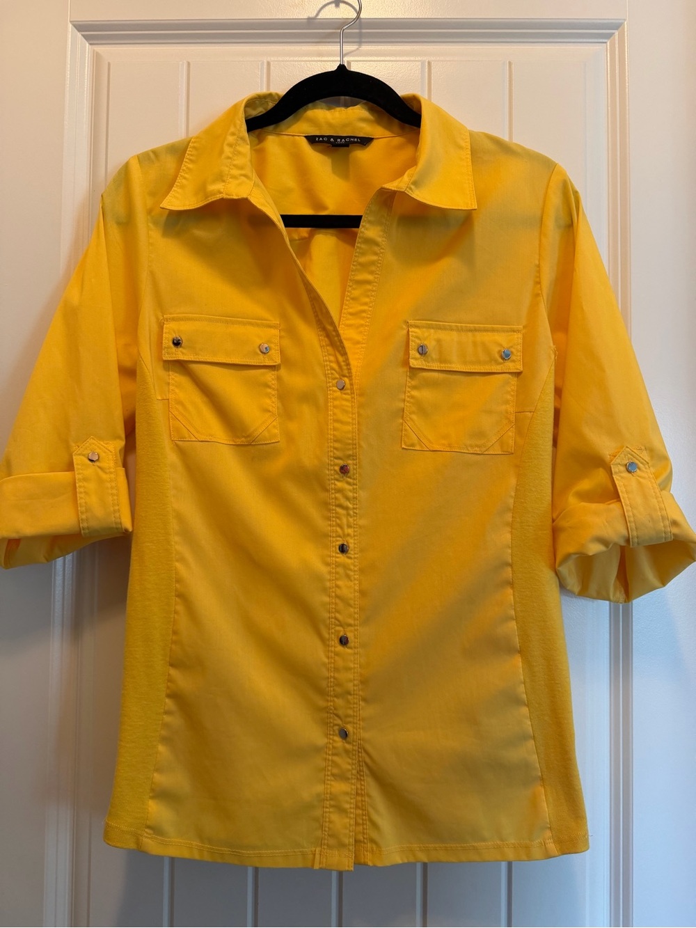 Zac & Rachel Bright Yellow Button-Front Utility Blouse